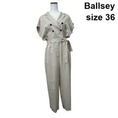 ◇ ボールジィ Ballsey オールインワン 半袖 フレンチスリーブ 襟 Vネック ボタン ベージュ 36 S 7号 レディース S6C056のサムネイル