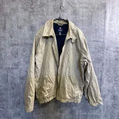 【U-165】CHAPS Ralph Lauren ブルゾン XL ベージュ コットンジャケット スイングトップ ビッグサイズ メンズ古着 チャップス ラルフローレン カジュアル アウター ジップ破損あり ワイドシルエット