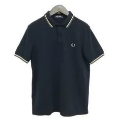 フレッドペリー FRED PERRY ポロシャツ リブライン ワンポイント 鹿の子 半袖 M ダークネイビー