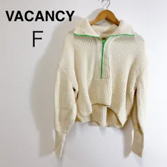 VACANCY ヴァカンシー 配色ハーフジップニット 配色ニット バイカラー ニットトップス レディースニット ハイネックニット ジップニット オーバーサイズニット ルーズシルエット カジュアル Fのサムネイル