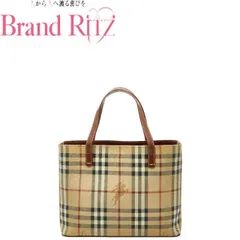 中古 バーバリー ノバチェック シャドーホース ハンドバッグ ABランク ベージュ マルチカラー PVC レザー レディース BURBERRY 【送料無料】【三田店】