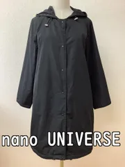 ナノユニバース (nano UNIVERSE) 薄い中綿入りコート 黒 フード取り外し可能 サイズ38