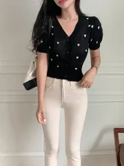 ハート 半袖 ニット