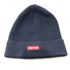 Supreme ビーニー ニット帽 ネイビー - メルカリ