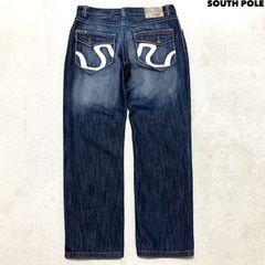 SOUTH POLE デニムパンツ ジーパン ジーンズ ワイド バギー フラップポケット W40×L34 インディゴブルー 青系 サウスポール