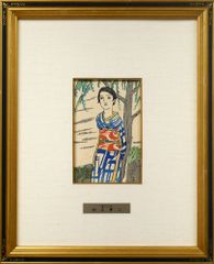 田村孝之介 直筆サイン『舞妓』ペーパーにパステル画 10号 0418K