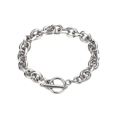 【REG8】ブレスレット メンズ レディース ステンレス マンテル チェーン シルバー ユニセックス シンプル アズキ アクセサリー ギフトセット付 (幅4㎜, 長さ22㎝) [長さ21㎝] [幅4㎜]