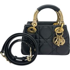 Dior レディディオール ミニ バッグ ブラック ゴールド金具 ラムスキン