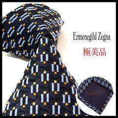 エルメネジルドゼニア ネクタイ ブロックパターン シルバーグレー系