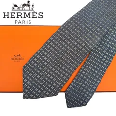 HERMES　エルメス　ネクタイ　H柄　ファソネ　ジャガード H　シルク　Ｈ織りタイ　ブルーグレー