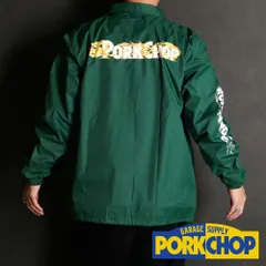 【PORKCHOP/ポークチョップ】BURNING LOGO COACH JKT - IVY GREEN/ コーチジャケット【送料代込み】【ユニセックス】