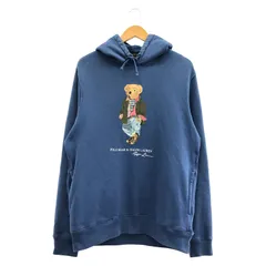 【中古】POLO RALPH LAUREN ポロベア フードパーカー サイズM ブルー ラルフローレン[91]