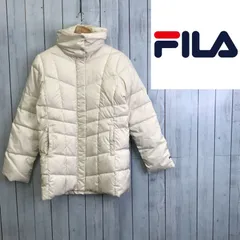 FILA フィラ ダウンジャケット コート アウター ハーフ丈 スタンドカラー ホワイト 白 L レディース