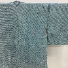 中古品　袷羽織　総絞り羽織　緑系　正絹　R524