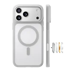 D★TORRAS iPhone 17 Pro 用ケース 【米軍進化耐衝撃・高性能Magsafe対応】指紋防止 黄変防止 米軍保護工学 マグネット搭載 衝撃吸収 頑丈 カメラコントロールボタン付き ストラップホール 透明 Guardian-Mag チタングレー