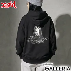 エックスガール パーカー レディース ブランド X-girl ジップパーカー 裏起毛 大きめ おしゃれ かわいい スウェット RHINESTONE LOGO AND FACE ZIP UP SWEAT HOODIE 105261012017 BLACK