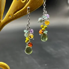 天然石 ナチュラルなアースカラーの耳飾り  316lサージカルステンレス fr415