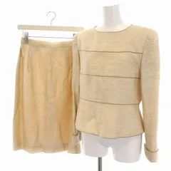 東京ソワール RIFANNE フォーマル セットアップ 上下 プルオーバーブラウス バックボタン ひざ丈 スカート 9ABR M ベージュ /YM