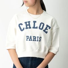 未使用】Chloe ロゴ クルーネック半袖スウェットシャツ ホワイト 14A