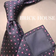 【美品】BRICK HOUSE ネクタイ ドット柄 ネイビー 紺色 レッド 赤