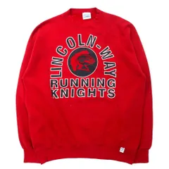 DISCUS ATHLETIC USA製 90年代 プリント スウェット L レッド コットン 両面プリント LINCOLN WAY