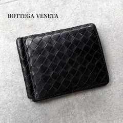 BOTTEGA VENETA ボッテガヴェネタ イントレチャート マネークリップ カードケース レザー ブラック 黒 二つ折り財布　a13