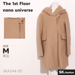 美品 The 1st Floor nano universe アウター フード付き ウール混 綿100％ シンプル メルトン ロングコート