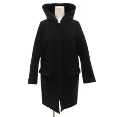 アプワイザーリッシェ Apuweiser-riche フーデッドコート ミドル丈 メルトン ジップアップ ウール 1 紺 ネイビー /JS ■GY18