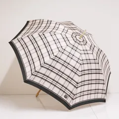 傘 Aquascutum アクアスキュータム USED美品 チェック ベビーピンク レディース グラス骨 ロゴ刺繍 60cm S3569