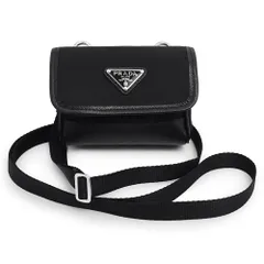 プラダ 2ZT022 トライアングル 三角ロゴ テスート ナイロン サフィアーノ レザー ネロ ブラック ミニ ショルダーバッグ 斜め掛け ポシェット シルバー金具 PRADA（未使用　展示品）