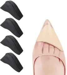 enconson 理学療法士監修つま先クッション インソール 靴サイズ調整 4個入り 靴擦れ防止 パンプス 衝撃吸収 高密度フォーム採用 パカパカ解消 前滑り防止 つま先保護 脱げ防止 靴ずれ 予防 レディース 女性向け スポンジ (ブラック)