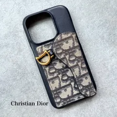 Christian Dior クリスチャンディオール iPhone15pro ケース カバー オブリーク サドル トロッターネイビー  紺 ゴールド金具 キャンバス レザー　a13