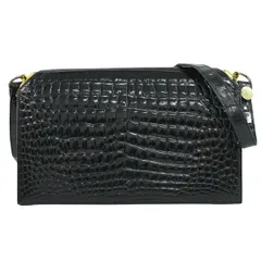 本物 クリスチャン ディオール Christian Dior クロコダイル レザー ショルダーバッグ ブラック バッグ 中古・