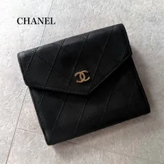 CHANEL シャネル ビコローレ 二つ折り財布 レザー Wホック ブラック 黒 キルティング 2つ折り財布 コンパクトウォレット　a13