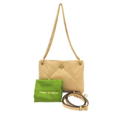 【中古】TORY BURCH トリーバーチ キラ ダイヤモンドキルト スモールショルダーバッグ キルティング レザー ベージュ アイボリー ロゴ レディース 2WAY チェーン ベルト T金具 斜め掛け A2601043 【無料ギフトラッピング承ります】