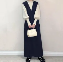 ロングワンピース  Vネック ワンピース レディース ワンピ マキシ ロング ロングワンピ タンクトップ ノースリーブ タック コットン バンドカラー Aライン 体型カバー