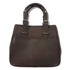 BURBERRY スクエア ハンドバッグ ブラウン レザー シボ革 内側ノバチェック