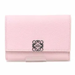 ロエベ LOEWE アナグラム バーティカル ウォレット スモール 三つ折り財布 ペブルグレインカーフ C821S33X12 ブロッサム 【中古】Sランク