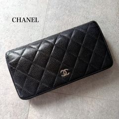 189 CHANEL マトラッセ キャビアスキン デカココ フラップ長財布 