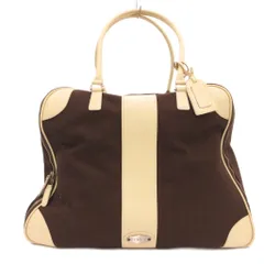 フォクシー FOXEY ボストンバッグ 茶 ブラウン 中央縦帯デザイン ロゴプレート /JS ■GY18