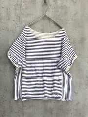 美品 BEAUTY & YOUTH ビューティ&ユース ユナイテッドアローズ ミニ裏毛 ボーダー カットオフ カットソー 白ｘ青 ■◆ レディース