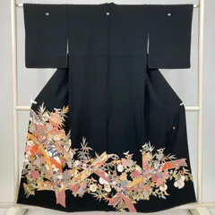 たんす屋 TANSU-YA 着物 リユース着物 黒留袖 黒 フォーマル 松竹梅 菊 袷 絹 未洗い 【身丈】151.5cm【裄丈】62cm MS7875