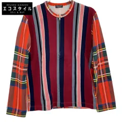 COMMEdesGARCONS HOMME PLUS コムデギャルソンオムプリュス PT-040140 ﾚｯﾄﾞ ｽﾄﾗｲﾌﾟ×ﾁｪｯｸ ﾌﾙｼﾞｯﾌﾟ ﾄｯﾌﾟｽ