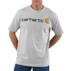 【送料無料】 カーハート メンズ シャツ トップス Carhartt K195 Big and Tall Loose Fit Heavyweight Logo TShirt Short Sleeve Heather Gray