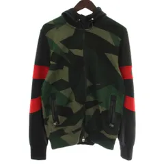 ハイドロゲン HYDROGEN パーカー スウェット 長袖 切り替え 迷彩柄 カモフラ ジップアップ ロゴ M カーキ 黒 ブラック /XZ ■GY38