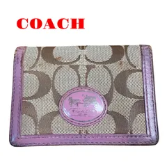 コーチ　パスケース　パープル　カードケース　シグネチャー
