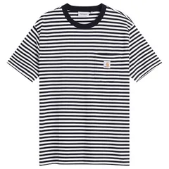 カーハート メンズ トップス Tシャツ Carhartt WIP Ezra Stripe PocketShirt Black Wax ブラック