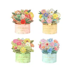 【人気商品】【新着商品】花 立体 バースデーカード 4パックポップアップカード 3D グリーティングカード誕生日 母の日 父の日 Spiritz メッセージカード バレンタイン 記念日 感謝状 結婚祝い Paper ありがとう 卒業 お 見舞い