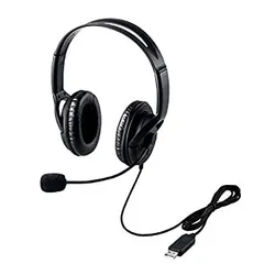 エレコム ヘッドセット マイク USB 両耳 オーバーヘッド 片出しケーブル 1.8m HS-HP28UBK