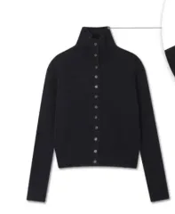 ブラック ハイネック ニット カーディガン free